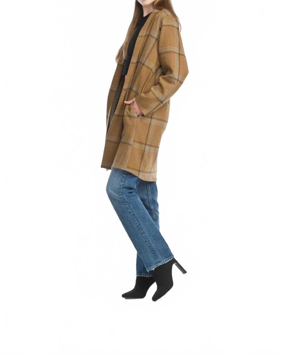 NEW PAPILLON plaid cardigan with pockets in taupe